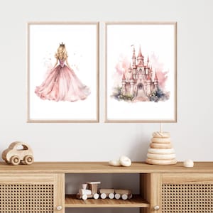 Poster Mädchen Prinzessin rosa  Kinderzimmer Mädchen Prinzessin Wandbild Kinderzimmer rosa Bilder Kinderzimmer Prinzessin Geschenk Mädchen