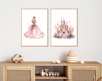 Poster girl princess pink children's room girl princess wall picture children's room pink pictures children's room princess gift girl