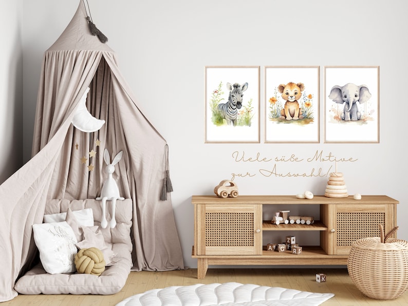 Poster Safari Kinder Wanddeko Kinderzimmer Safari Wandbild Kinderzimmer Safari Bilder Kinderzimmer Safari Geschenk Babyparty Löwe Poster