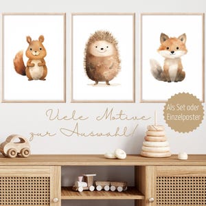 Kinder Poster Waldtiere Set Bilder Kinderzimmer Waldtiere Wanddeko Poster Kinderzimmer Waldtiere Babyzimmer Deko Geschenk Geburt neutral