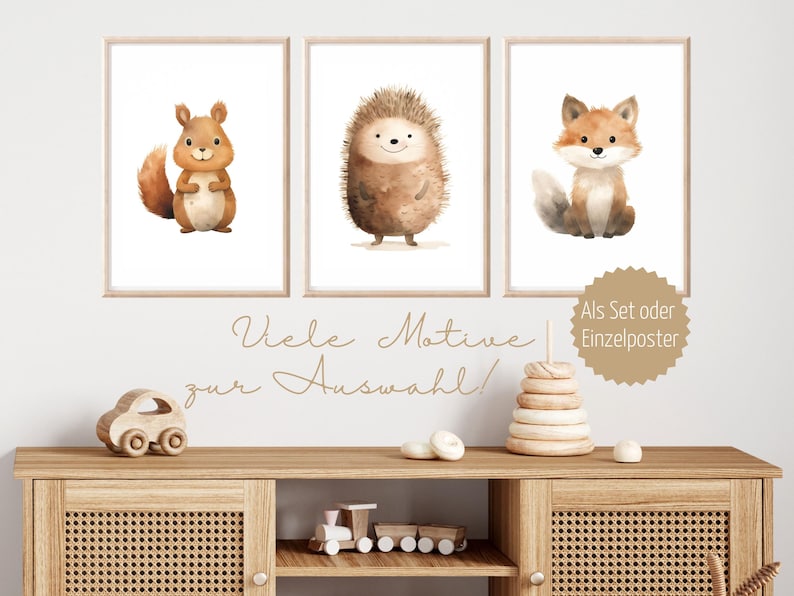 Poster Waldtiere Kinder Set Bilder Kinderzimmer Waldtiere Wanddeko Poster Kinderzimmer Waldtiere Babyzimmer Deko Geschenk Geburt neutral