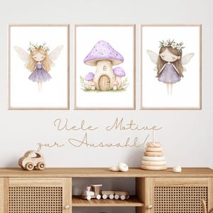 Poster Mädchen Fee Deko Kinderzimmer Mädchen Märchenwald Fee Wandbild Kinderzimmer Fairy Bilder Geschenk Mädchen Fee rosa Deko Märchenwald