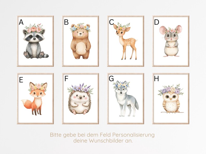 Kinder Poster Waldtiere Set Bilder Kinderzimmer Waldtiere Wanddeko Poster Kinderzimmer Waldtiere Babyzimmer Deko Geschenk Geburt neutral