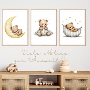 Poster Set Teddy beige Baby Bilder Kinderzimmer Teddybär Poster Kinderzimmer Geschenk Kinder Babyzimmer beige Deko Geburt Geschenk neutral