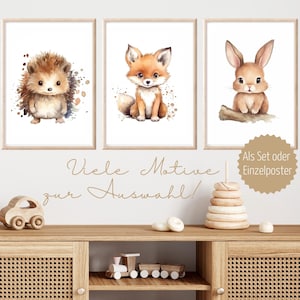 Kinder Poster Waldtiere Set Bilder Kinderzimmer Waldtiere Wanddeko Poster Kinderzimmer Waldtiere Babyzimmer Deko Geschenk Geburt neutral