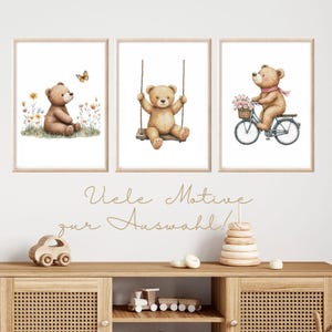 Poster Set Teddy beige Baby Bilder Kinderzimmer Teddybär Poster Kinderzimmer Geschenk Kinder Babyzimmer beige Deko Geburt Geschenk neutral