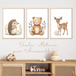 Kinder Poster Waldtiere Set Bilder Kinderzimmer Waldtiere Wanddeko Poster Kinderzimmer Waldtiere Babyzimmer Deko Geschenk Geburt neutral