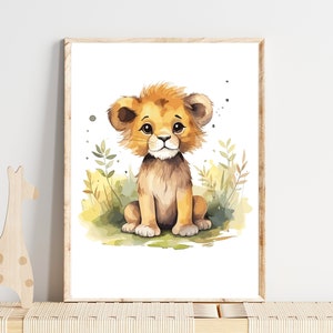 Poster Safari Kinder Wanddeko Kinderzimmer Safari Wandbild Kinderzimmer Safari Bilder Kinderzimmer Safari Geschenk Babyparty Löwe Poster