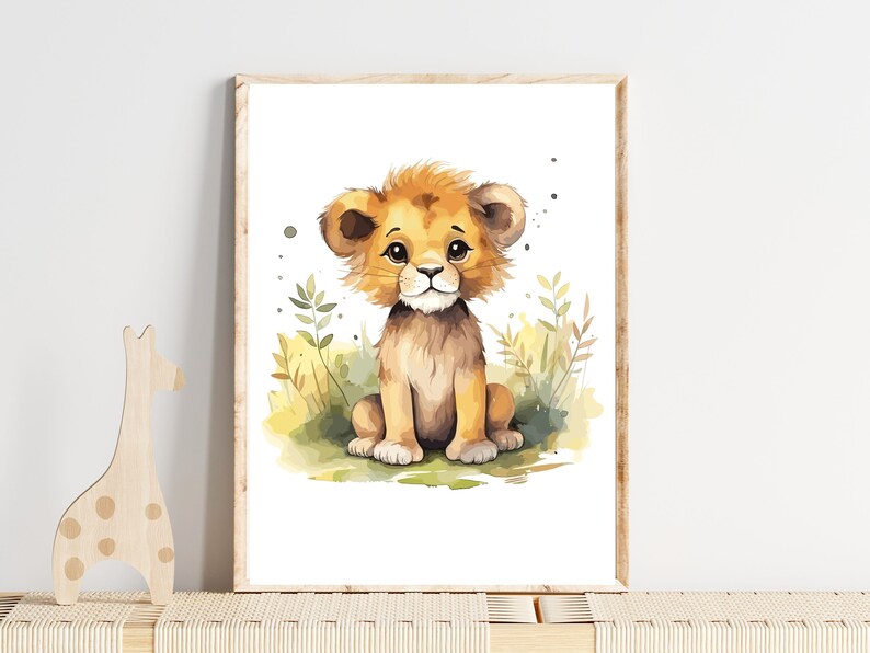 Poster Safari Kinder Wanddeko Kinderzimmer Safari Wandbild Kinderzimmer Safari Bilder Kinderzimmer Safari Geschenk Babyparty Löwe Poster