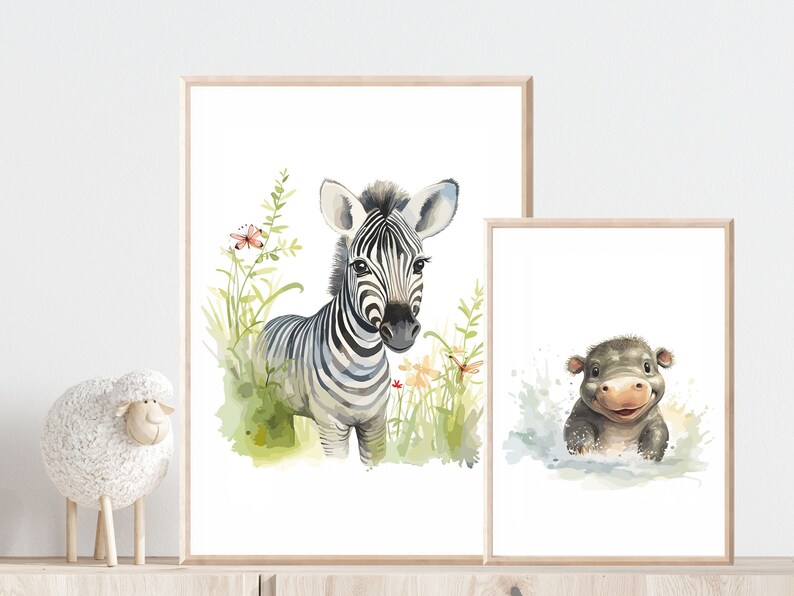 Poster Safari Kinder Wanddeko Kinderzimmer Safari Wandbild Kinderzimmer Safari Bilder Kinderzimmer Safari Geschenk Babyparty Löwe Poster