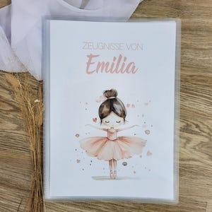 Personalisierte Zeugnismappe Mädchen Ballerina rosa Zeugnismappe mit Namen Einschulung Geschenk Zeugnis Geschenkidee Einschulung Schulstart