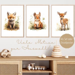 Kinder Poster Waldtiere Set Bilder Kinderzimmer Waldtiere Wanddeko Poster Kinderzimmer Waldtiere Babyzimmer Deko Geschenk Geburt neutral