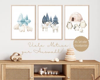 Children's poster ice animals children's room decoration wall picture ice animals children's room polar bear pictures children's room poster set ice animals pictures polar bear penguin