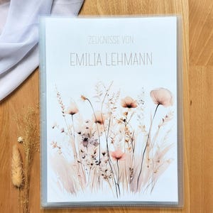 Personalisierte Zeugnismappe Mädchen Blumen Zeugnismappe mit Namen Einschulung Geschenk zum Zeugnis Geschenkidee Einschulung Schulstart