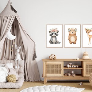 Kinder Poster Waldtiere Set Bilder Kinderzimmer Waldtiere Wanddeko Poster Kinderzimmer Waldtiere Babyzimmer Deko Geschenk Geburt neutral