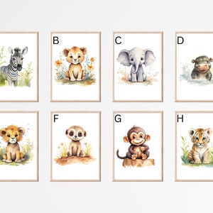 Poster Safari Kinder Wanddeko Kinderzimmer Safari Wandbild Kinderzimmer Safari Bilder Kinderzimmer Safari Geschenk Babyparty Löwe Poster