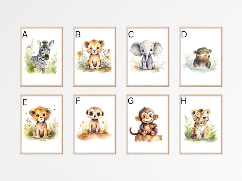 Poster Safari Kinder Wanddeko Kinderzimmer Safari Wandbild Kinderzimmer Safari Bilder Kinderzimmer Safari Geschenk Babyparty Löwe Poster