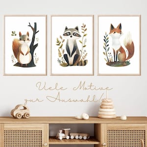 Kinder Poster Waldtiere Set Bilder Kinderzimmer Waldtiere Wanddeko Poster Kinderzimmer Waldtiere Babyzimmer Deko Geschenk Geburt neutral