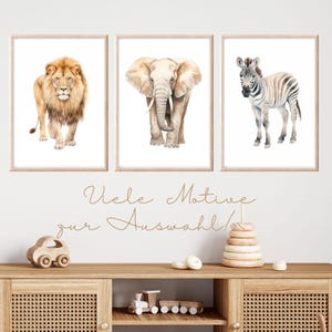 Poster Safari Kinder Wanddeko Kinderzimmer Safari Wandbild Kinderzimmer Safari Bilder Kinderzimmer Safari Geschenk Babyparty Löwe Poster