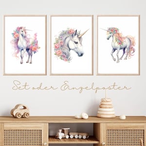 Poster Mädchen Einhorn rosa Deko Kinderzimmer Mädchen Einhorn Wandbild Kinderzimmer Einhorn Bilder Kinderzimmer Mädchen Babyparty Geschenk