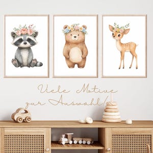 Kinder Poster Waldtiere Set Bilder Kinderzimmer Waldtiere Wanddeko Poster Kinderzimmer Waldtiere Babyzimmer Deko Geschenk Geburt neutral