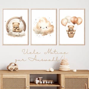 Poster Set Teddy beige Baby Bilder Kinderzimmer Teddybär Poster Kinderzimmer Geschenk Kinder Babyzimmer beige Deko Geburt Geschenk neutral
