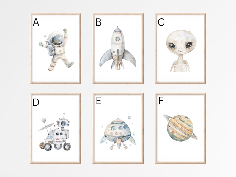 Children's Poster Astronaut Space Poster Set Pictures Astronaut Nursery ...