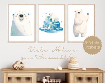 Children's Poster Polar Bear Nursery Decor Wall Art Polar Bear Nursery Polar Bear Pictures Nursery Poster Set Polar Bear Pictures Polar Bear Penguin