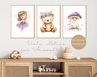 Poster girl fairy decoration children's room girl fairy forest fairy wall picture children's room fairy pictures gift girl fairy pink decoration fairy forest