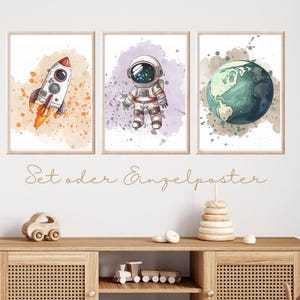 Kinder Poster Astronaut Weltraum Poster Set Bilder Astronaut Kinderzimmer Kinderposter Baby Geschenk Kinder Weltraum Poster Junge Rakete