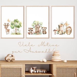 Kinder Poster Waldtiere Set Bilder Kinderzimmer Waldtiere Wanddeko Poster Kinderzimmer Waldtiere Babyzimmer Deko Geschenk Geburt neutral