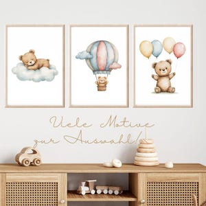 Poster Set Teddy beige Baby Bilder Kinderzimmer Teddybär Poster Kinderzimmer Geschenk Kinder Babyzimmer beige Deko Geburt Geschenk neutral