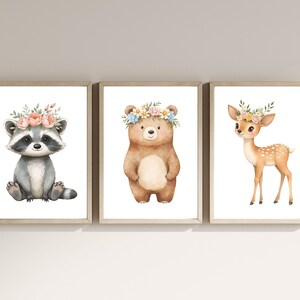 Kinder Poster Waldtiere Set Bilder Kinderzimmer Waldtiere Wanddeko Poster Kinderzimmer Waldtiere Babyzimmer Deko Geschenk Geburt neutral