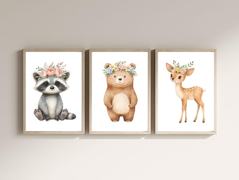 Kinder Poster Waldtiere Set Bilder Kinderzimmer Waldtiere Wanddeko Poster Kinderzimmer Waldtiere Babyzimmer Deko Geschenk Geburt neutral
