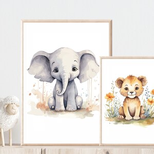 Poster Safari Kinder Wanddeko Kinderzimmer Safari Wandbild Kinderzimmer Safari Bilder Kinderzimmer Safari Geschenk Babyparty Löwe Poster