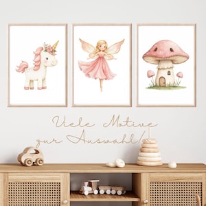 Poster Mädchen rosa Deko Kinderzimmer Mädchen Einhorn Wandbild Kinderzimmer rosa Fee Bilder Kinderzimmer rosa Mädchen Babyparty Geschenk