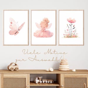 Poster Mädchen Fee Deko Kinderzimmer Mädchen Märchenwald Fee Wandbild Kinderzimmer Fairy Bilder Geschenk Mädchen Fee rosa Deko Märchenwald