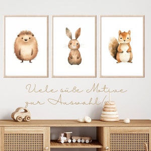 Waldtiere Poster, Wandbilder Set oder einzeln A4 A5, Bilder Kinderzimmer Waldtiere, Poster Kinderzimmer, Geschenk Kinder Babyzimmer Wanddeko