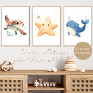 Kinder Poster Meerestiere Wandbilder Set Bilder Kinderzimmer Meerestiere Poster Kinderzimmer Geschenk Kinder Babyzimmer Wanddeko Schildkröte