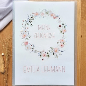 Personalized certificate folder girl flowers certificate folder with name school enrollment gift for certificate gift idea school enrollment start of school
