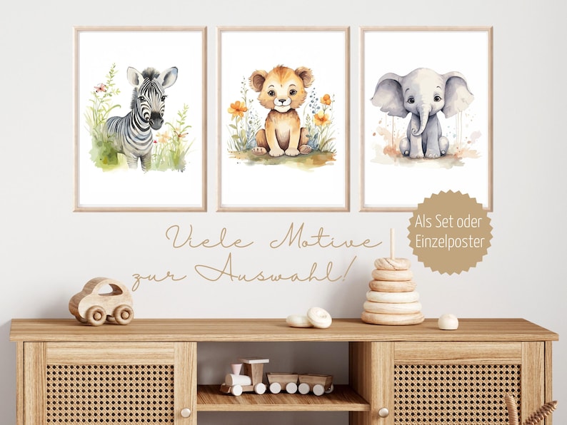 Poster Safari Kinder Wanddeko Kinderzimmer Safari Wandbild Kinderzimmer Safari Bilder Kinderzimmer Safari Geschenk Babyparty Löwe Poster