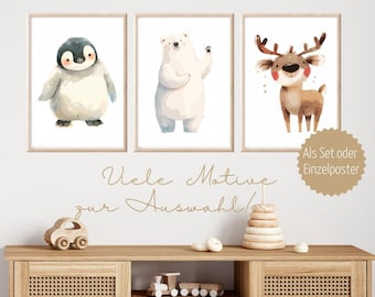 Children's poster ice animals children's room decoration wall picture ice animals children's room polar bear pictures children's room poster set ice animals pictures polar bear penguin