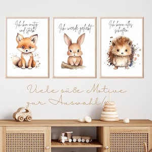 Affirmationsposter Kinder Waldtiere Set Bilder Kinderzimmer Waldtiere Affirmationskarten Kinder Lernposter Achtsamkeit Poster Waldtiere Deko
