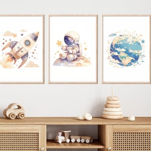 Kinder Poster Astronaut Weltraum Poster Set Bilder Astronaut Kinderzimmer Kinderposter Baby Geschenk Kinder Weltraum Poster Junge Rakete