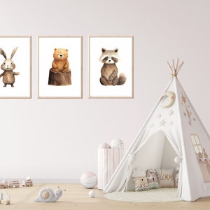Poster Waldtiere Kinder Set Bilder Kinderzimmer Waldtiere Wanddeko Poster Kinderzimmer Waldtiere Babyzimmer Deko Geschenk Geburt neutral