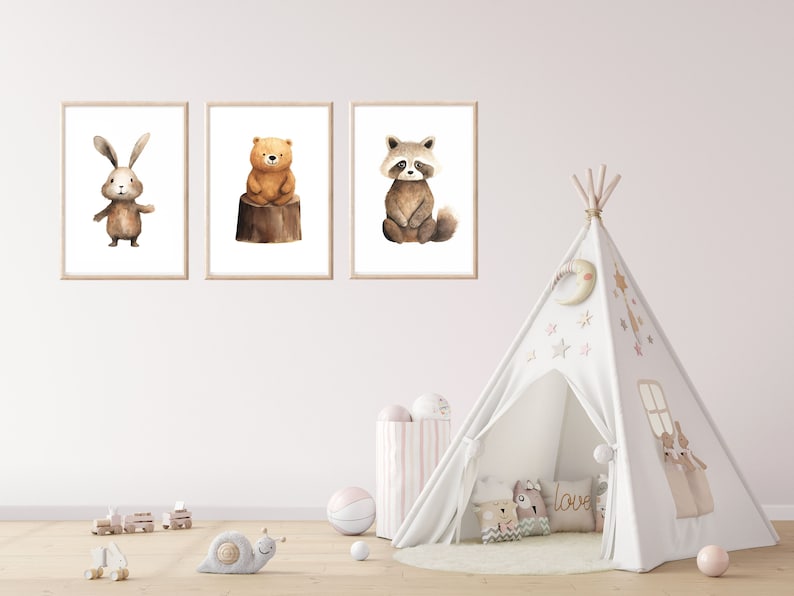 Poster Waldtiere Kinder Set Bilder Kinderzimmer Waldtiere Wanddeko Poster Kinderzimmer Waldtiere Babyzimmer Deko Geschenk Geburt neutral