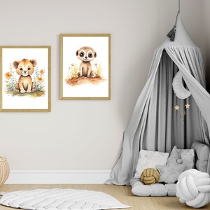 Poster Safari Kinder Wanddeko Kinderzimmer Safari Wandbild Kinderzimmer Safari Bilder Kinderzimmer Safari Geschenk Babyparty Löwe Poster