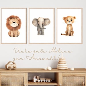 Poster Safari Kinder Wanddeko Kinderzimmer Safari Wandbild Kinderzimmer Safari Bilder Kinderzimmer Safari Geschenk Babyparty Löwe Poster