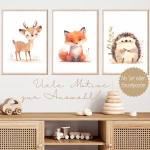 Kinder Poster Waldtiere Set Bilder Kinderzimmer Waldtiere Wanddeko Poster Kinderzimmer Waldtiere Babyzimmer Deko Geschenk Geburt neutral