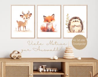 A4 Kunstdruck 3-teilig – Wald, Tannen, Himmel Im Aquarell-Look, Ungerahmt Als Poster & Deko